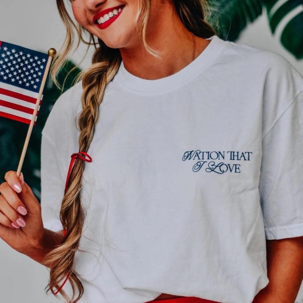 Comfort Colors Women's‎ White America The Bowtiful Tee Size Small